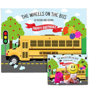 The Wheels on the Bus" Themed Happy Birthday  Backdrop School Photos 7x5 Feet